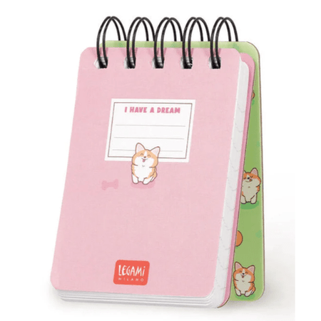 Bloco de notas espiral A7 Pautado Corgi Legami - Papelaria Encantada