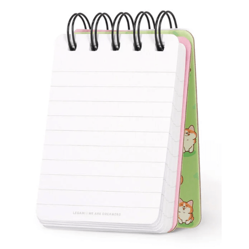 Bloco de notas espiral A7 Pautado Corgi Legami - Papelaria Encantada