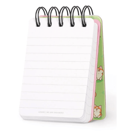 Bloco de notas espiral A7 Pautado Corgi Legami - Papelaria Encantada