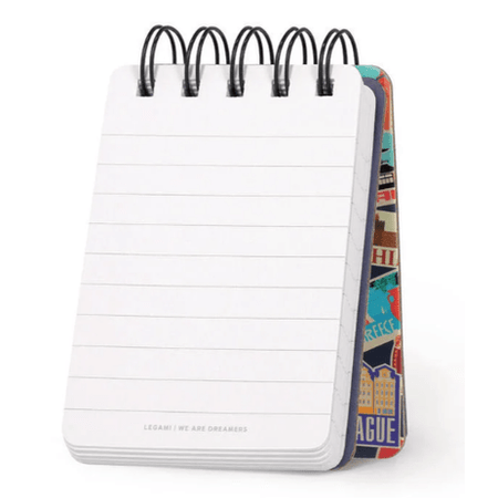 Bloco de notas espiral A7 Pautado Travel stickers Legami - Papelaria Encantada