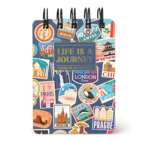 Bloco de notas espiral A7 Pautado Travel stickers Legami - Papelaria Encantada