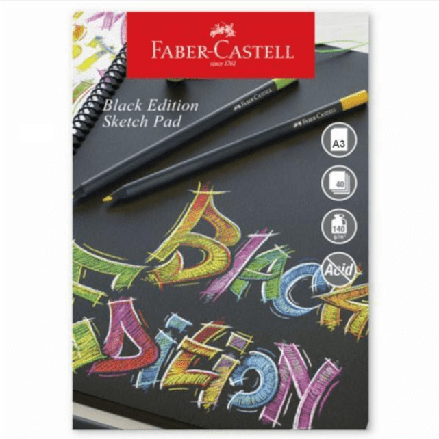 Bloco de Papel Faber - Castel Sketch Pad Black Edition A3 - Papelaria Encantada