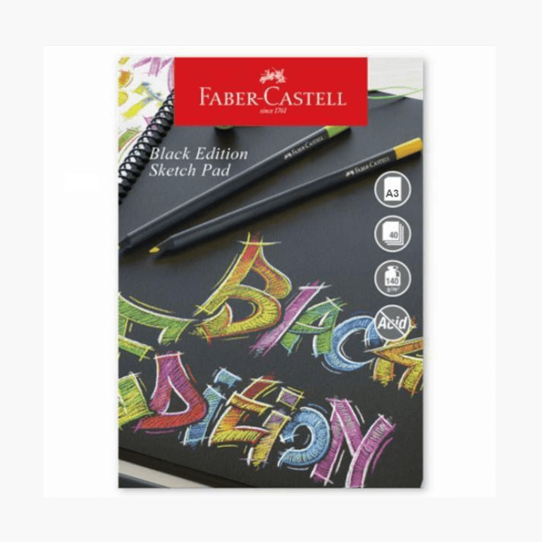 Bloco de Papel Faber - Castel Sketch Pad Black Edition A3 - Papelaria Encantada