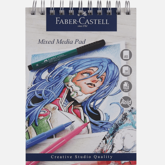 Bloco papel Mixed Media Pad A4 Faber - castell - Papelaria Encantada