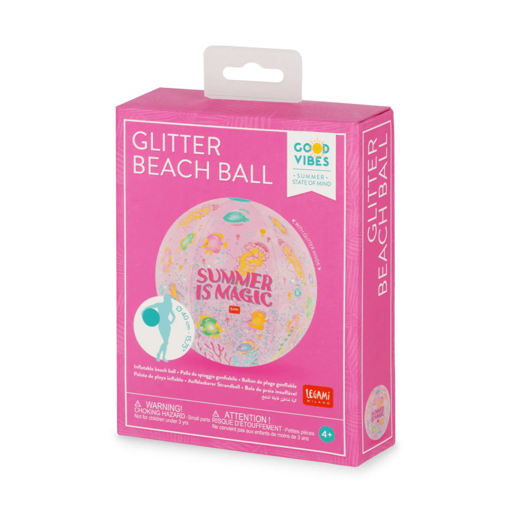 Bola de Praia Insuflável "O Verão é Mágico" - Bola de Praia com Glitter - Legami - Papelaria Encantada