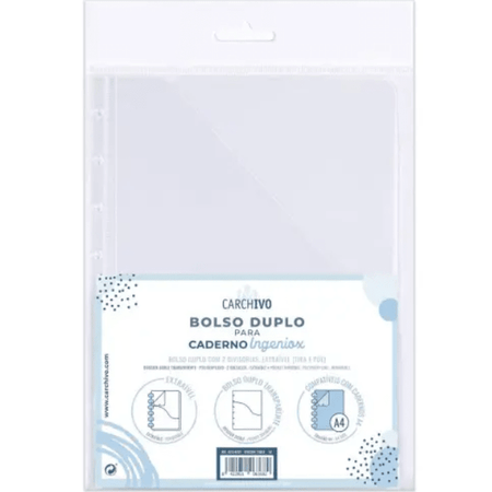 Bolsa de Documentos A4 para Caderno Ingeniox Duplo PP Transparente - Papelaria Encantada