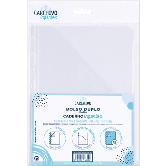 Bolsa Dupla Transparente P/Caderno A5 Ingeniox - Papelaria Encantada