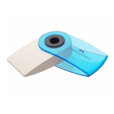 Borracha Faber-Castell Mini Sleeve azul transparente - Papelaria Encantada