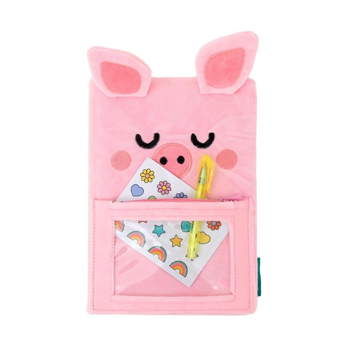 Cadeno A5 Peluche com Bolso - Porco Lazy - Mr Wonderful - Papelaria Encantada
