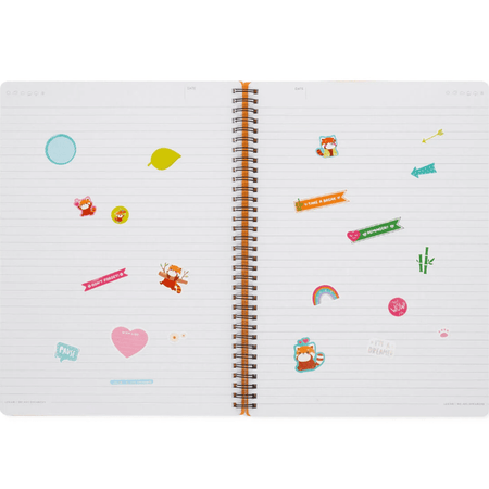 Caderno A4 com linhas e capa dura ilustrada - Panda Vermelho - Encadernação em espiral - Legami - Papelaria Encantada