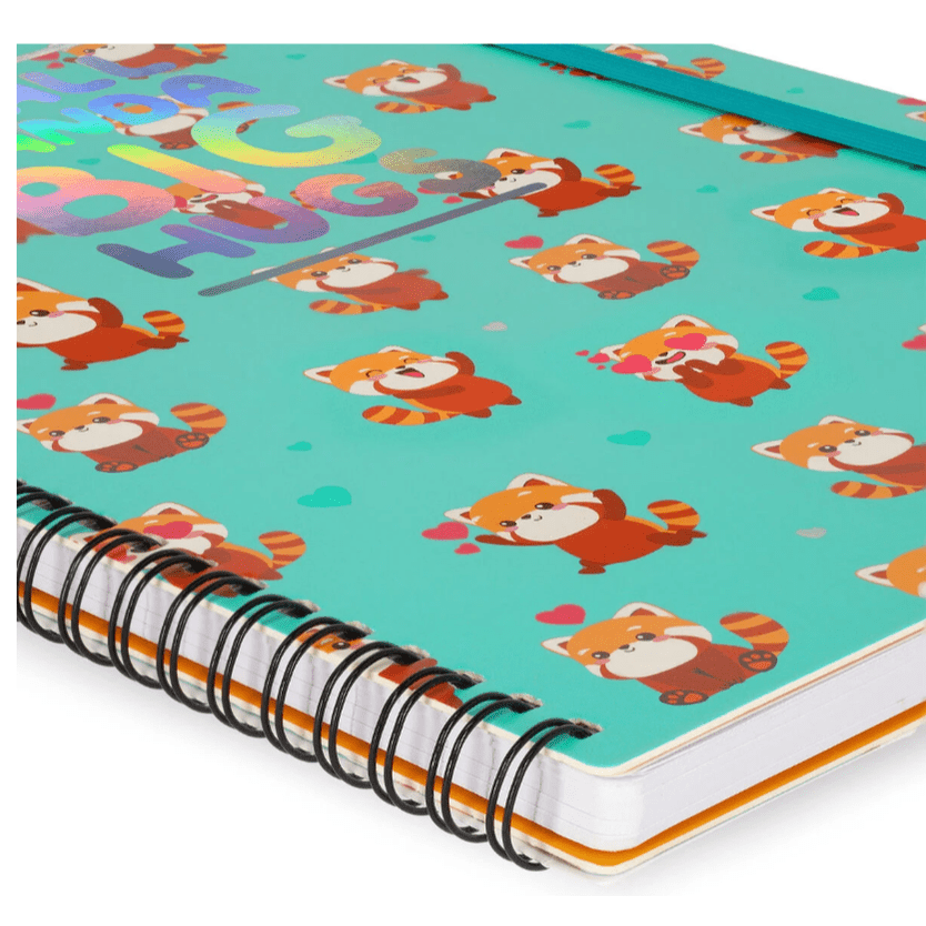 Caderno A4 com linhas e capa dura ilustrada - Panda Vermelho - Encadernação em espiral - Legami - Papelaria Encantada