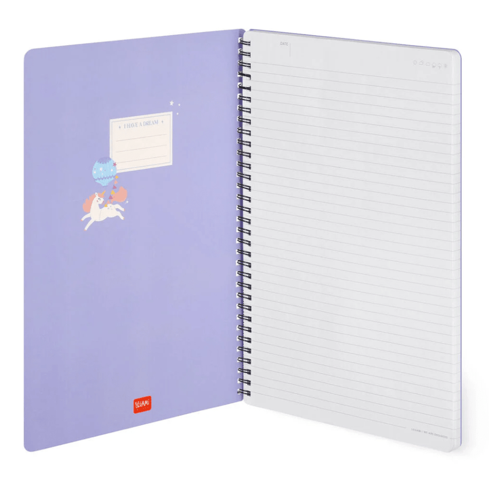 Caderno A4 com linhas Unicórnio Legami - Papelaria Encantada