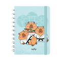Caderno A4 com sistema de discos 100 folhas quadriculadas 100gr Capivara mint Japan - Papelaria Encantada