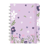 Caderno A4 com sistema de discos Floral chic Lilac Pautado - Papelaria Encantada