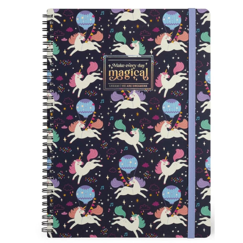 Caderno A4 Legami com linhas e capa dura Espiral - Unicórnio - Papelaria Encantada