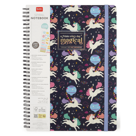 Caderno A4 Legami com linhas e capa dura Espiral - Unicórnio - Papelaria Encantada