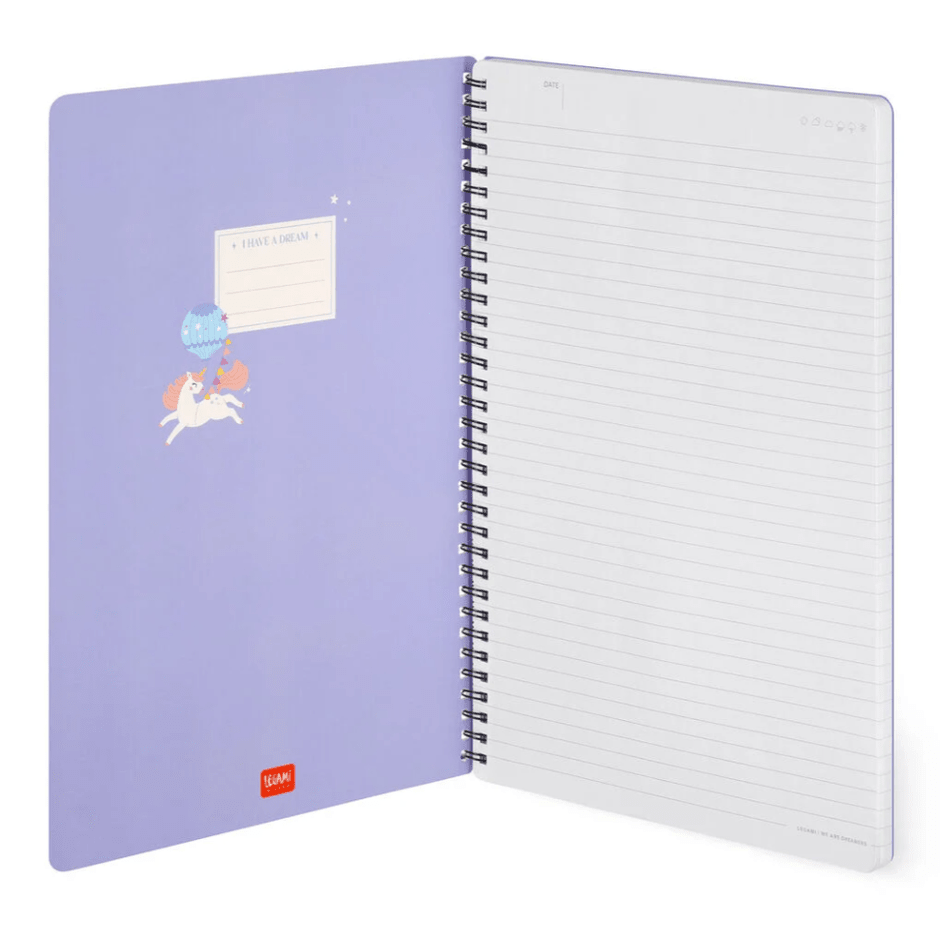 Caderno A4 Legami com linhas e capa dura Espiral - Unicórnio - Papelaria Encantada