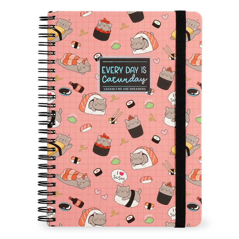 Caderno A4 Legami Espiral Maxi - Sushi Cat - Papelaria Encantada