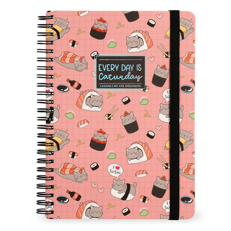 Caderno A4 Legami Espiral Maxi - Sushi Cat - Papelaria Encantada