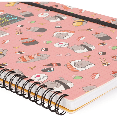 Caderno A4 Legami Espiral Maxi - Sushi Cat - Papelaria Encantada