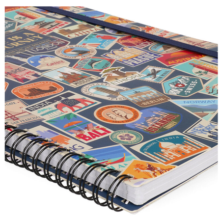 Caderno A4 Legami Espiral Maxi Travel Stickers - Papelaria Encantada