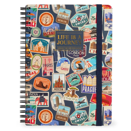Caderno A4 Legami Espiral Maxi Travel Stickers - Papelaria Encantada