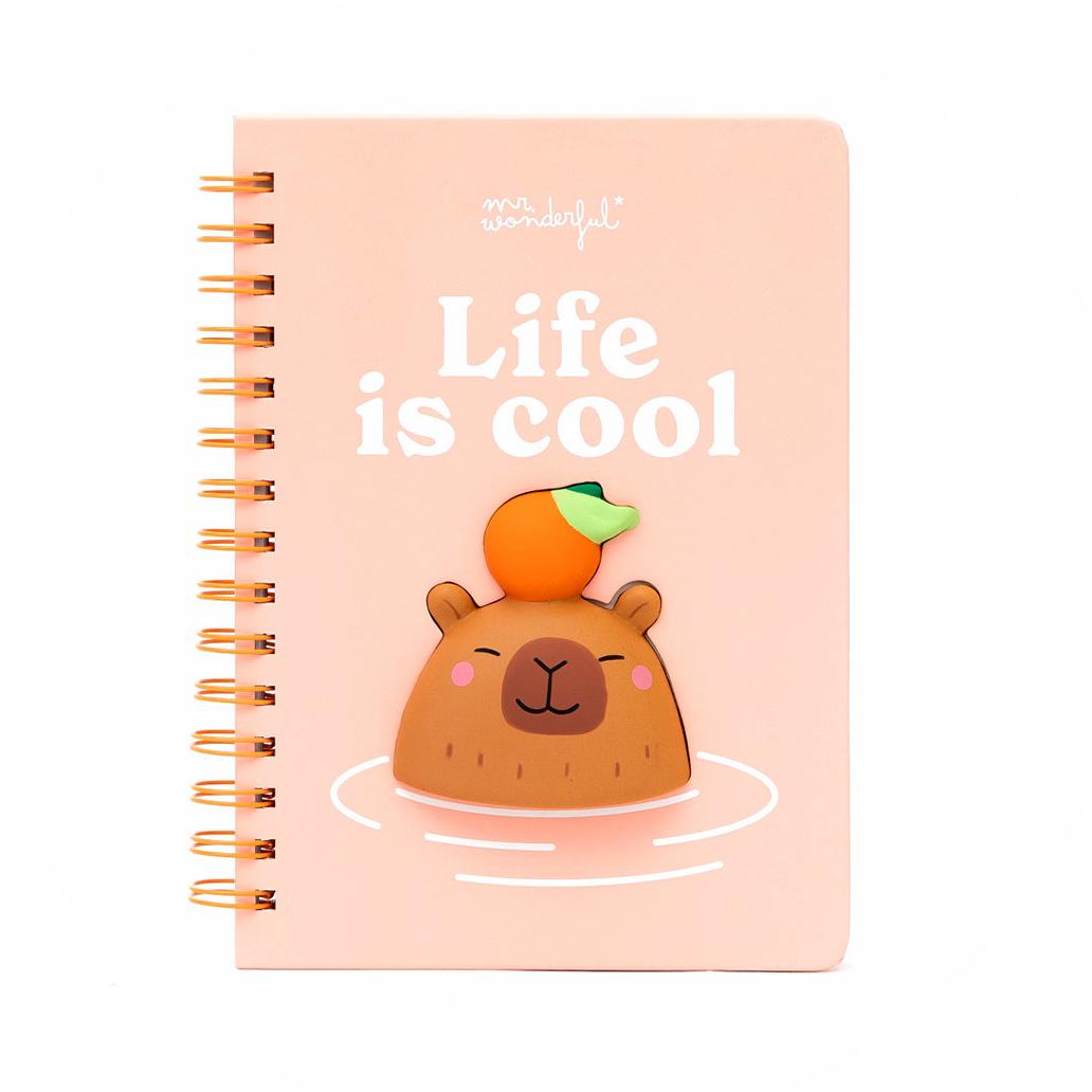 Caderno A5 3D squishy capivara - Life is cool - Mr Wonderful - Papelaria Encantada