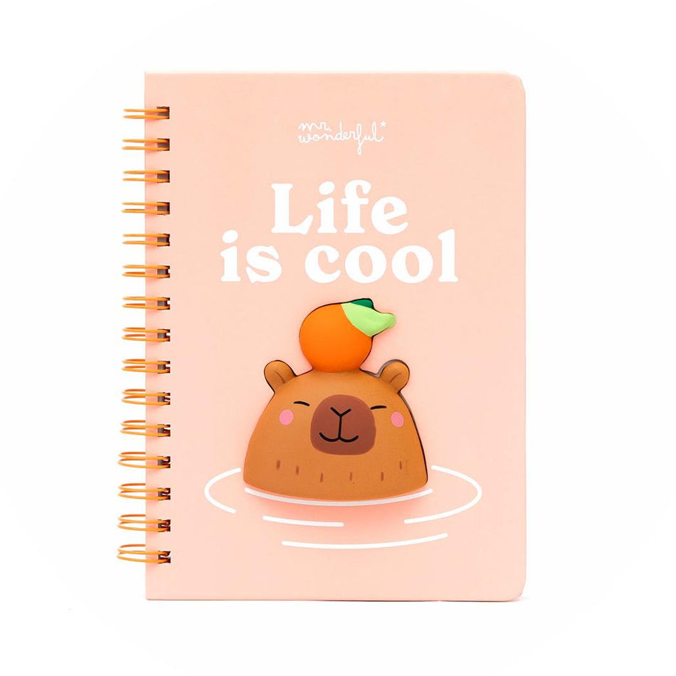 Caderno A5 3D squishy capivara - Life is cool - Mr Wonderful - Papelaria Encantada