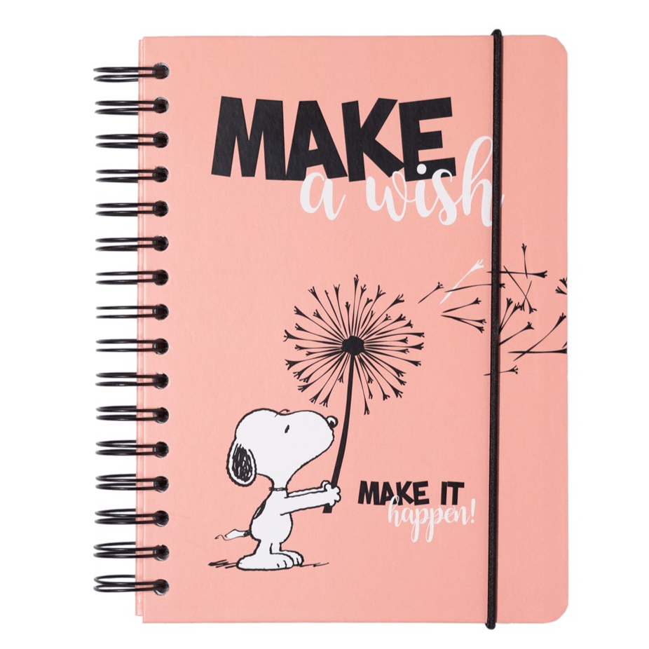 Caderno A5 capa dura Snoopy make a wish - Papelaria Encantada