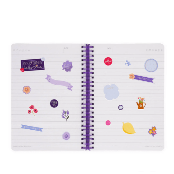 Caderno A5 com capa dura ilustrada - Flores - Bloco de notas - Encadernação em espiral legami - Papelaria Encantada