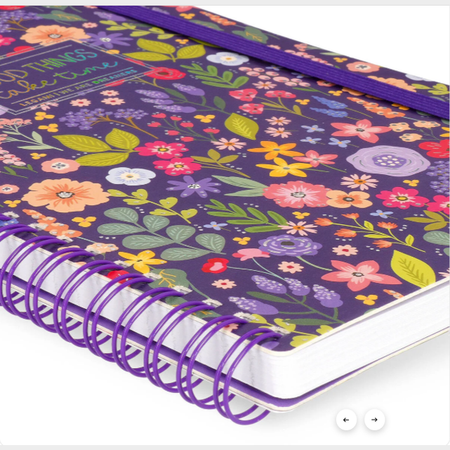 Caderno A5 com capa dura ilustrada - Flores - Bloco de notas - Encadernação em espiral legami - Papelaria Encantada