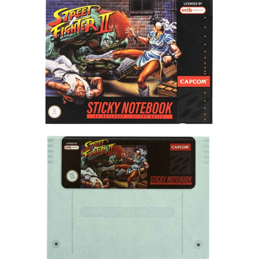 Caderno A5 com Notas Autocolantes – Street Fighter - Papelaria Encantada