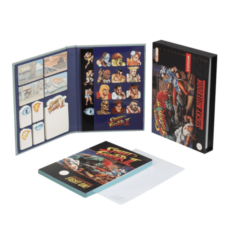 Caderno A5 com Notas Autocolantes – Street Fighter - Papelaria Encantada