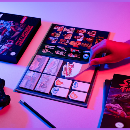 Caderno A5 com Notas Autocolantes – Street Fighter - Papelaria Encantada