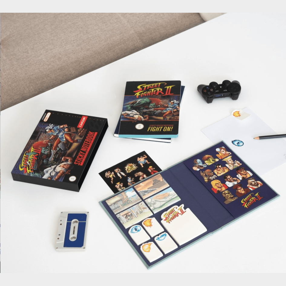 Caderno A5 com Notas Autocolantes – Street Fighter - Papelaria Encantada