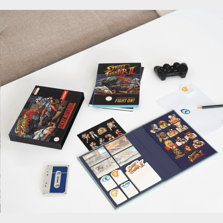 Caderno A5 com Notas Autocolantes – Street Fighter - Papelaria Encantada