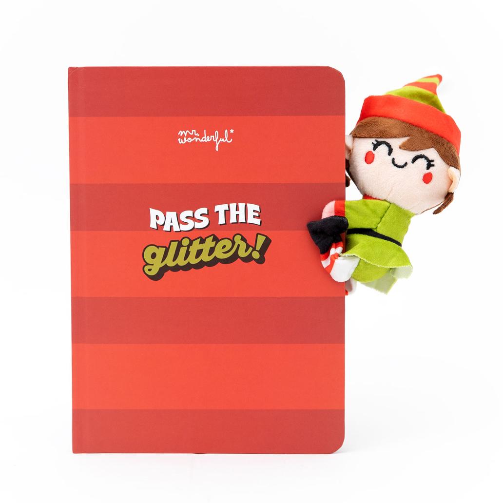 Caderno A5 com peluche duende menino - I'm on the nice list! - Papelaria Encantada