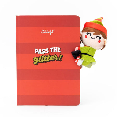 Caderno A5 com peluche duende menino - I'm on the nice list! - Papelaria Encantada