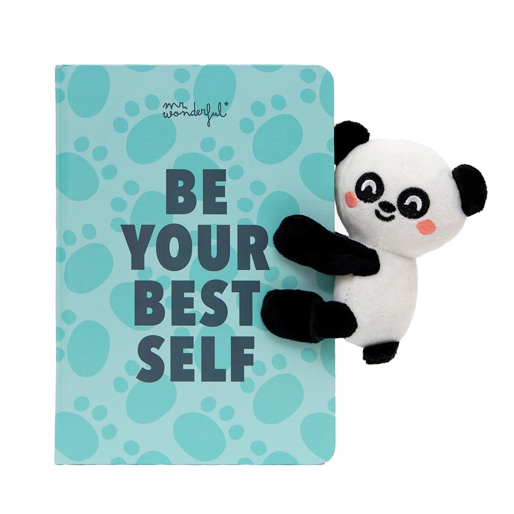 Caderno A5 com peluche panda - Be your best self Mr Wonderful - Papelaria Encantada