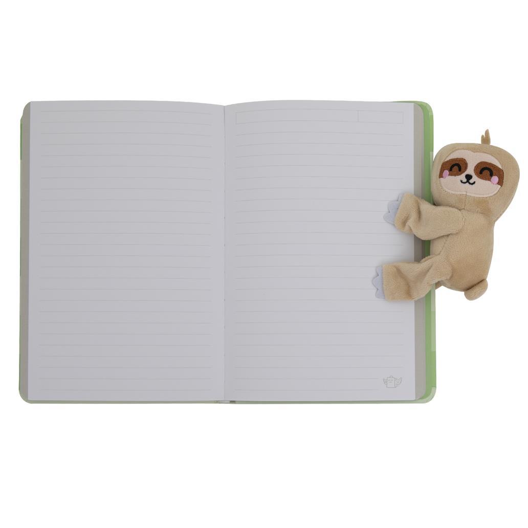 Caderno A5 com peluche preguiça - Let's create great things! - Papelaria Encantada