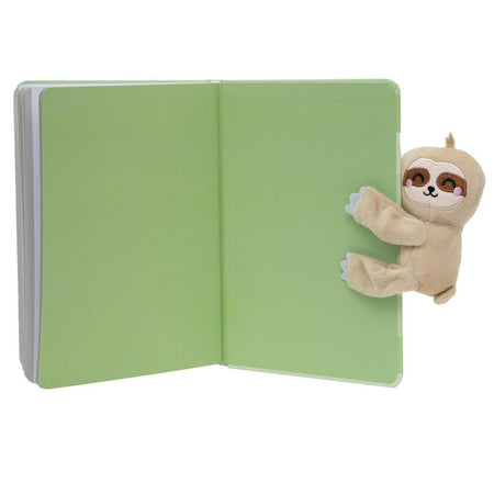 Caderno A5 com peluche preguiça - Let's create great things! - Papelaria Encantada