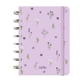 Caderno A5 com sistema de discos Floral chic Lilac Pautado - Papelaria Encantada