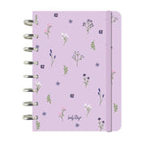 Caderno A5 com sistema de discos Floral chic Lilac Pautado - Papelaria Encantada
