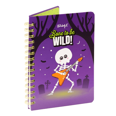 Caderno A5 fluorescente que brilha no escuro - Bone to be wild! - Papelaria Encantada