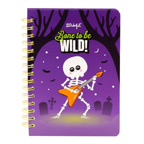 Caderno A5 fluorescente que brilha no escuro - Bone to be wild! - Papelaria Encantada