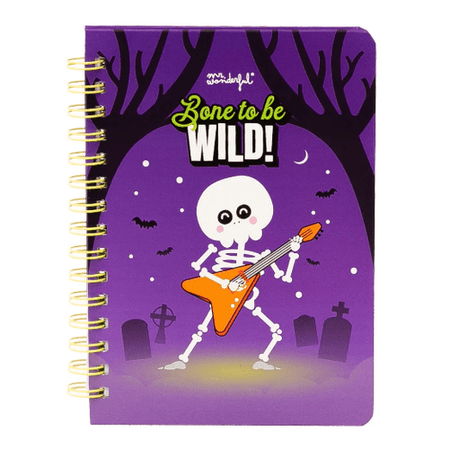 Caderno A5 fluorescente que brilha no escuro - Bone to be wild! - Papelaria Encantada