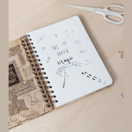 Caderno A5 Harry Potter capa dura marauders mapa - Papelaria Encantada
