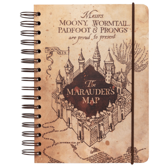 Caderno A5 Harry Potter capa dura marauders mapa - Papelaria Encantada