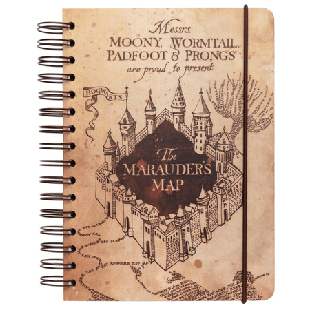 Caderno A5 Harry Potter capa dura marauders mapa - Papelaria Encantada