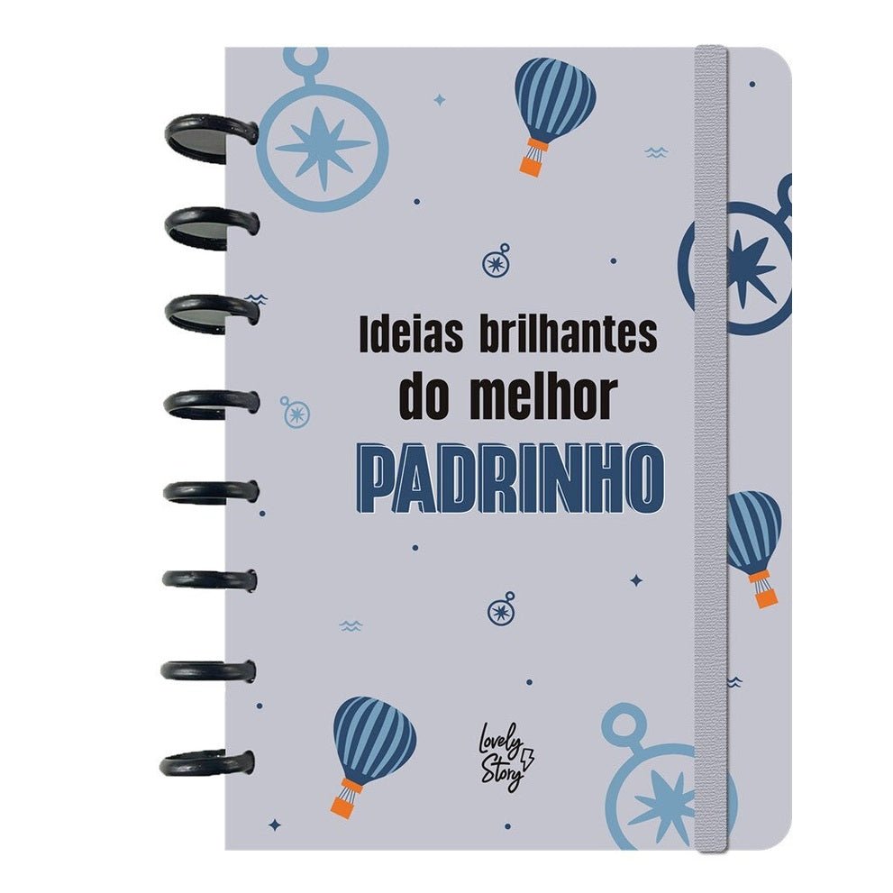 Caderno A5 ideias brilhantes do melhor padrinho - Papelaria Encantada
